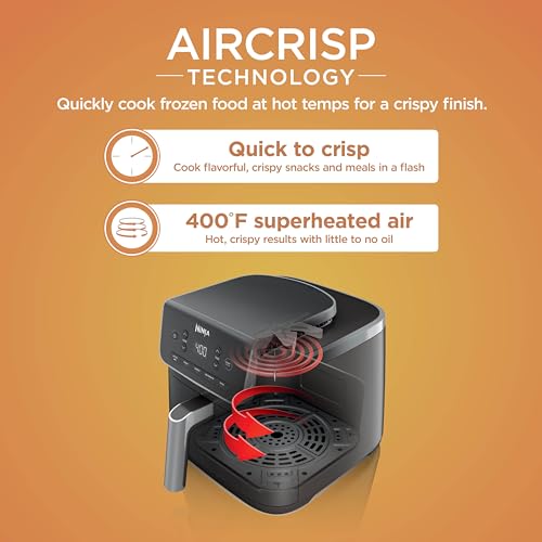 4-in-1 Air Fryer with 5 QT Capacity, Nonstick Basket & Crisper Plate, Grey Z1614