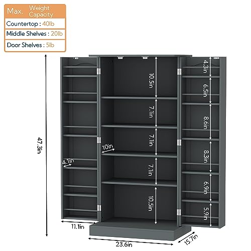 White 4 Door Tall Kitchen Pantry Cabinet with Drawer and Adjustable Shelf M295136