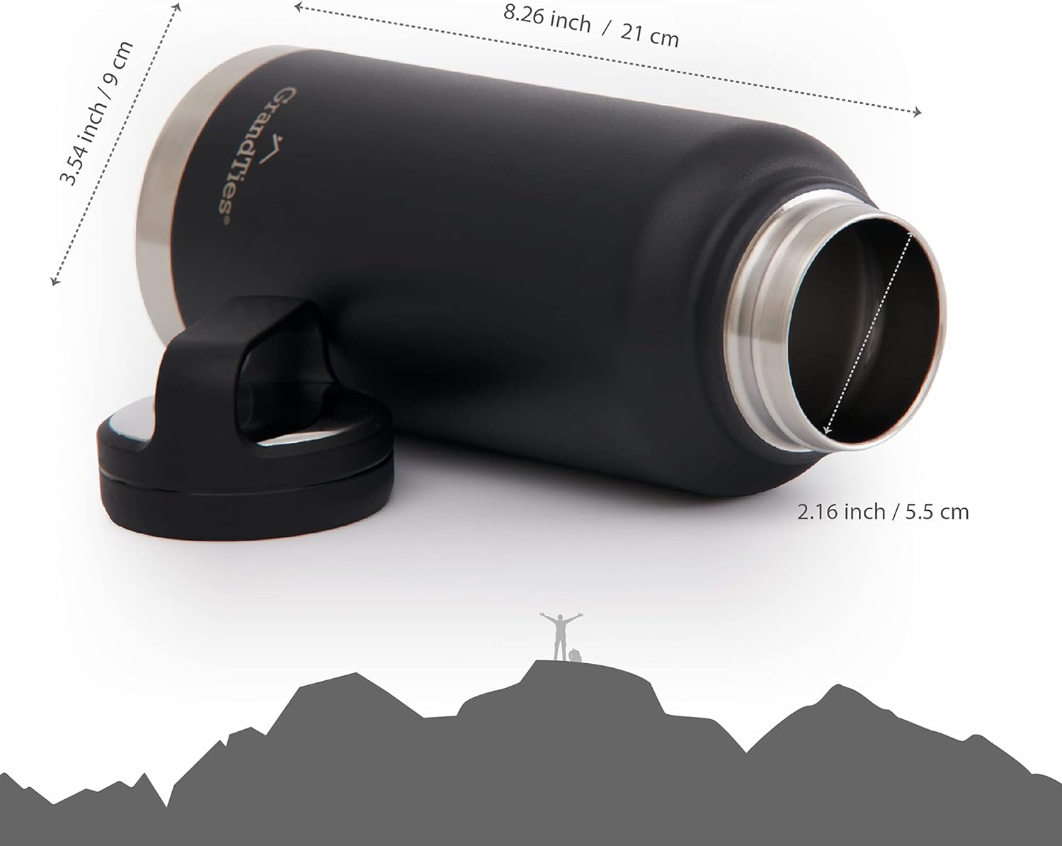 2 Lids Stainless Steel Water Bottles Vacuum Insulated Reusable BPA-Free Metal Canteen N28540