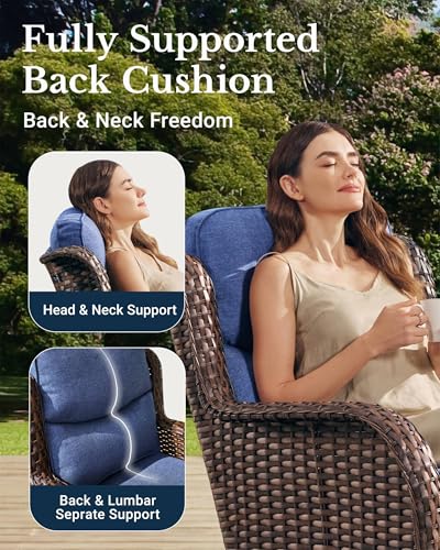 7PCS Blue Wicker Patio Furniture Set with Cushion F5269