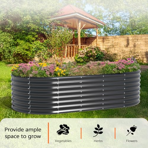 8x4x2ft Galvanized Raised Garden Beds Oval Planter Boxes V228740