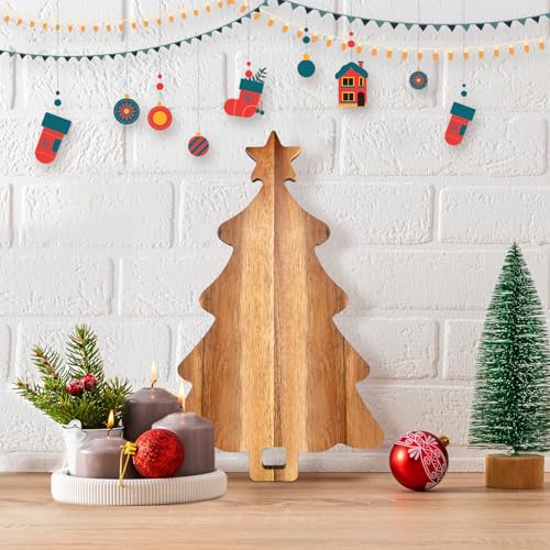 16.5" Acacia Wood Christmas Tree Charcuterie Board N88754