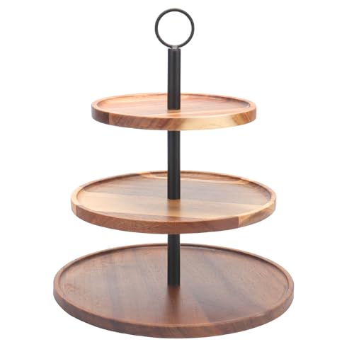 2 Set 3 Tier Cupcake Stand, Wood Veneer Serving Tray, 8"x10"x12" Z403