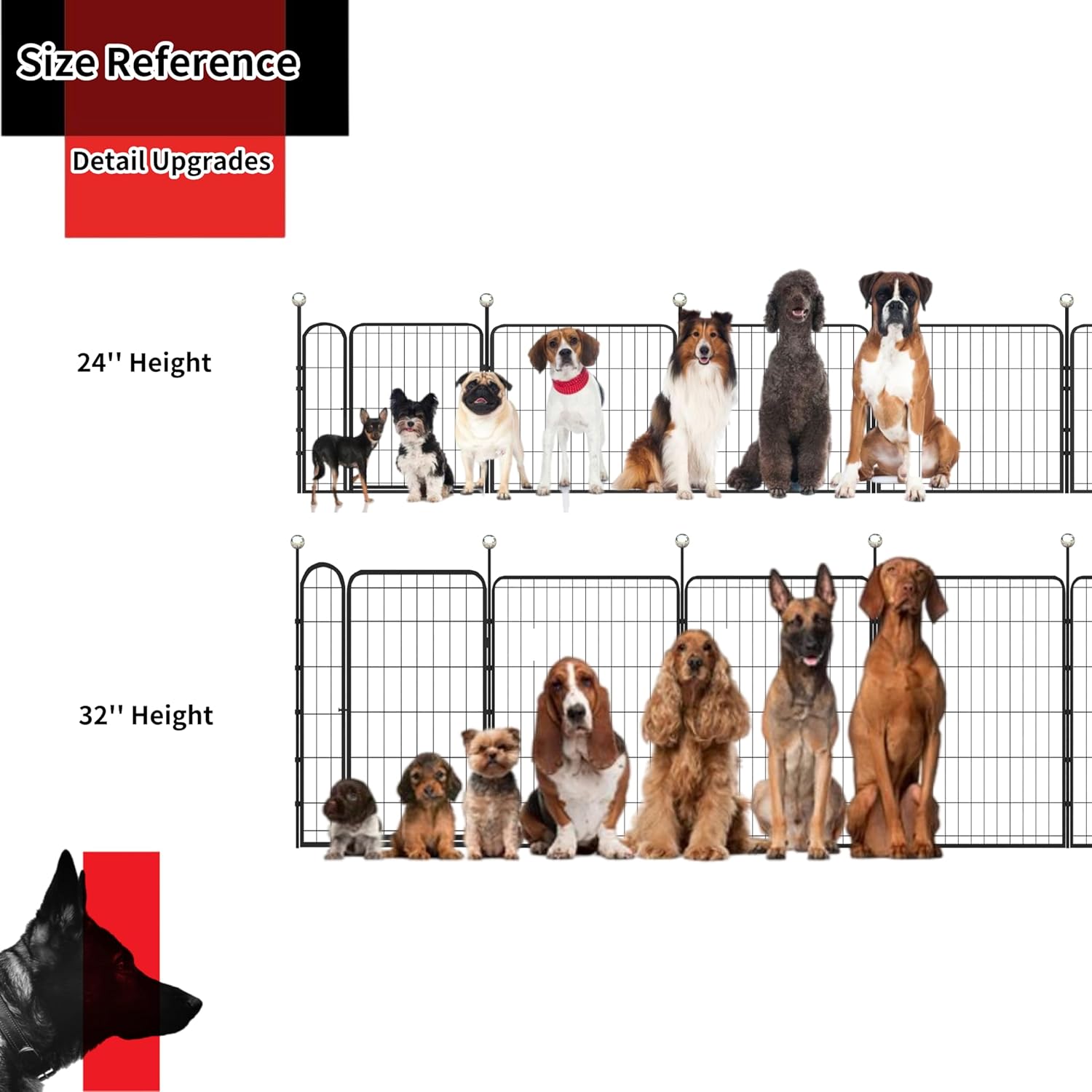 32'' Portable Metal Dog Playpen with 6 Panels I749
