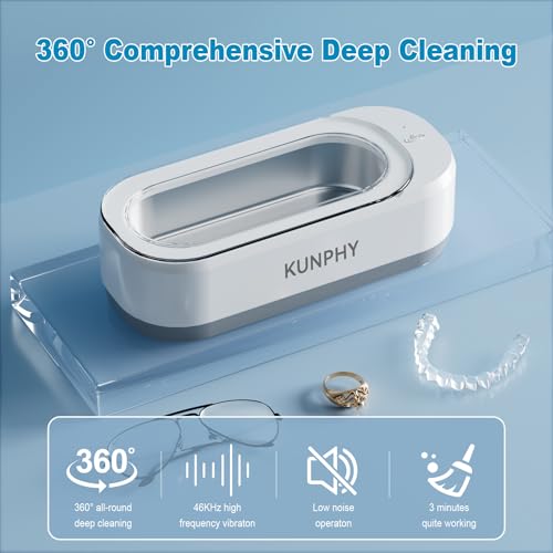 White Ultrasonic Jewelry Cleaner 12oz 46KHz Q966