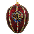 Red Crown Jeweled Egg Polish Glass Christmas Tree Ornament B68596