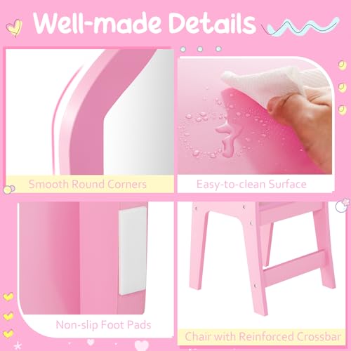 White Kids Vanity with Tri-fold Mirror Q66544