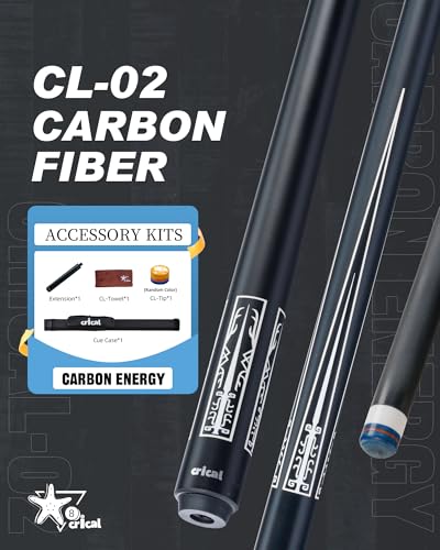 Carbon Fiber Pool Cue Stick 58" with 12.5mm Tip I2684