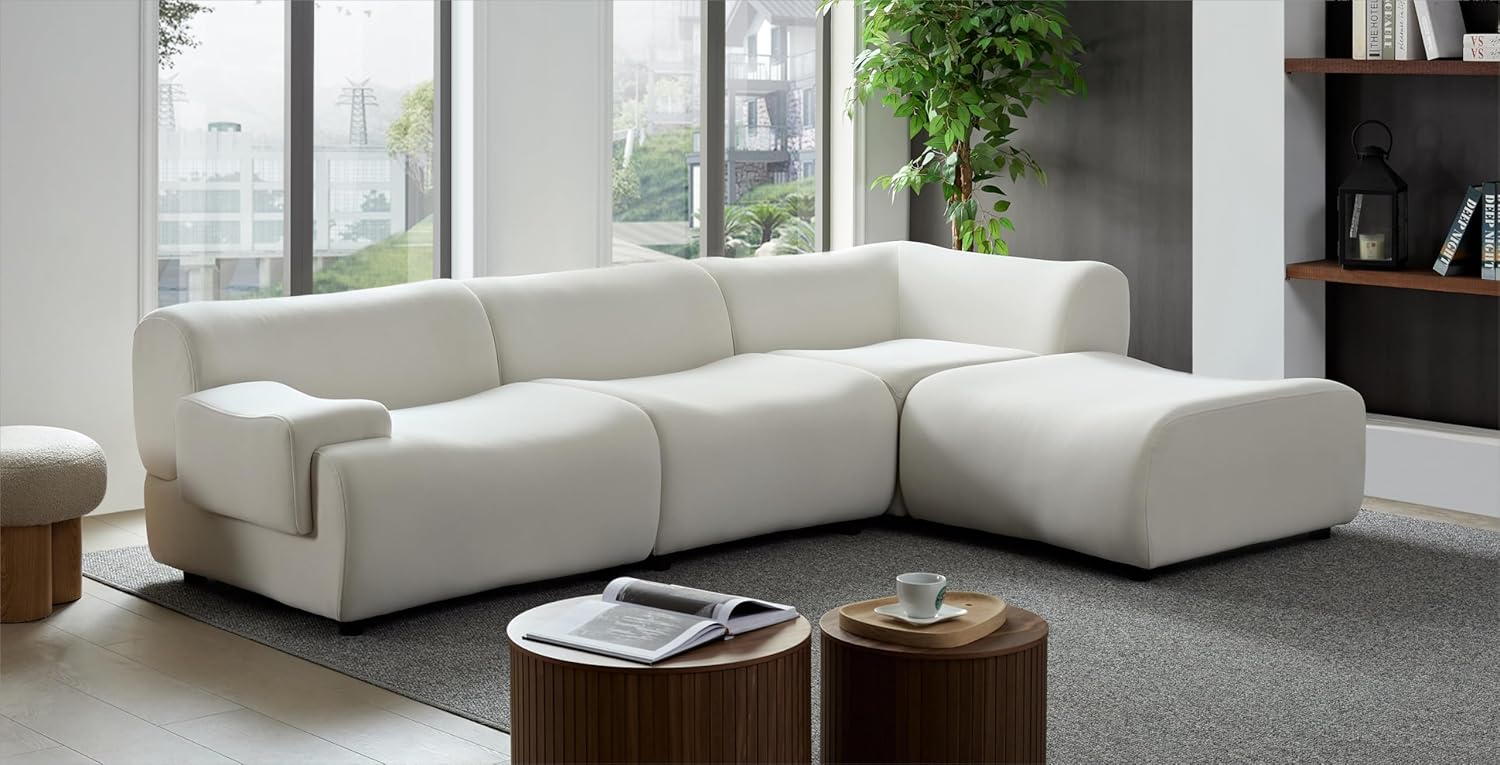 White Curved Sectional Sofa L90764