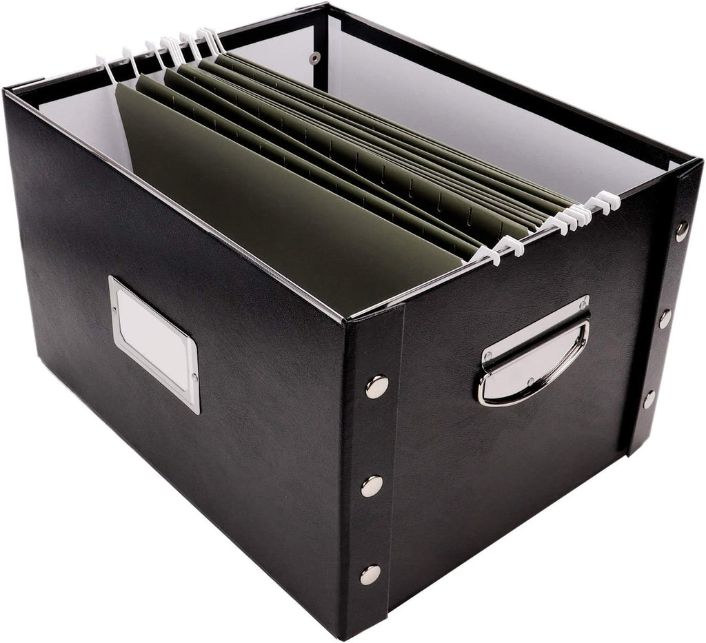 Black 2 Pack Portable File Storage Box with Lids Y4854