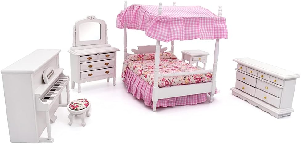 Pink Dollhouse Bedroom Furniture 6pcs R851005