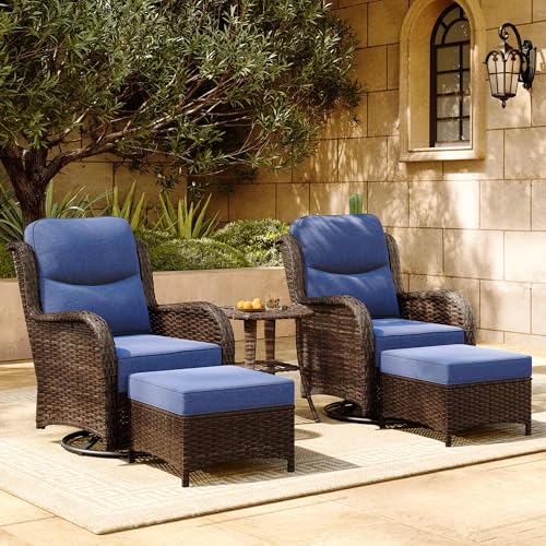 7PCS Blue Wicker Patio Furniture Set with Cushion F5269