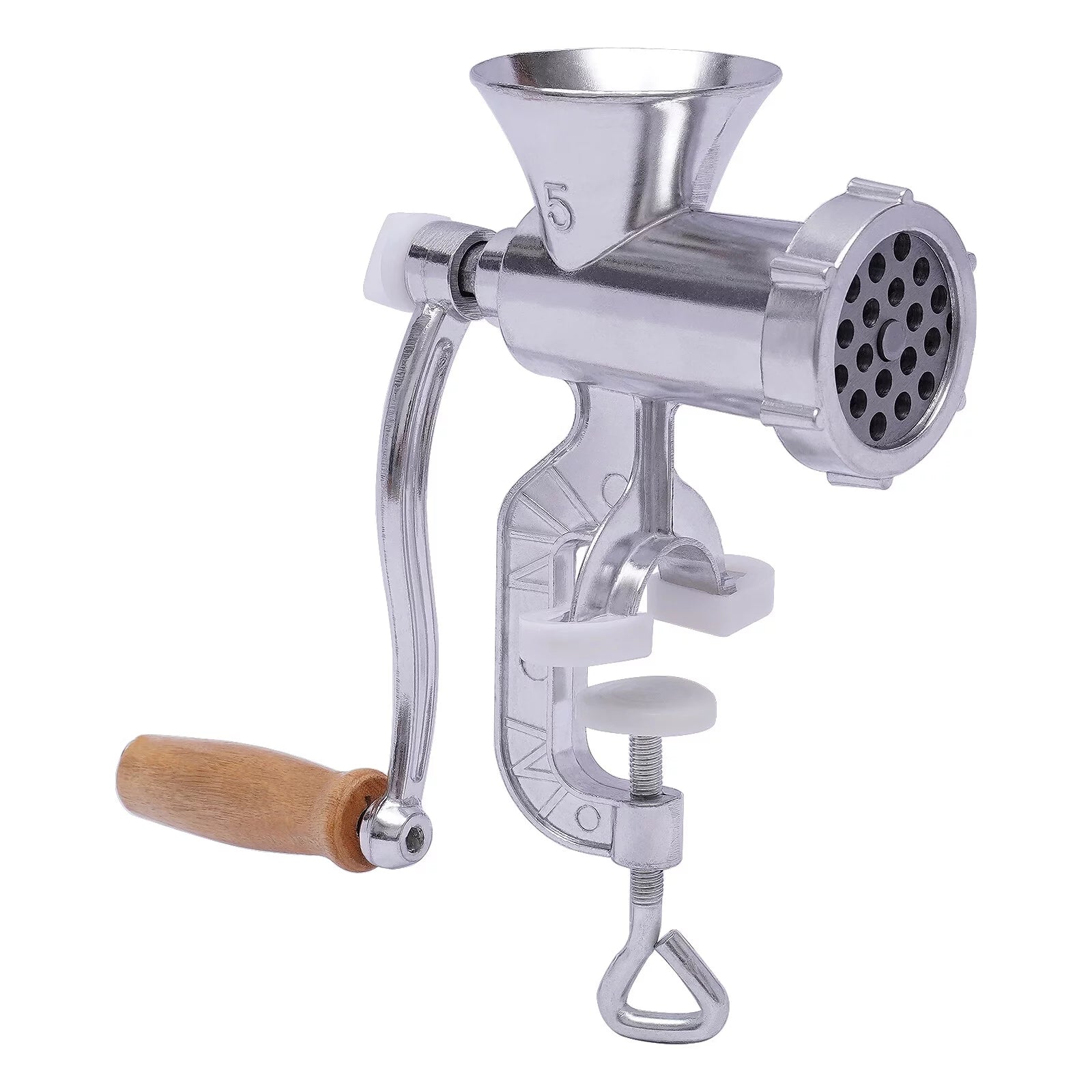 Manual Meat Grinder Aluminum Alloy Food Mincer Sausage Filler Hand Crank Meat Mincer Mixer with Tabletop Clamp N49689