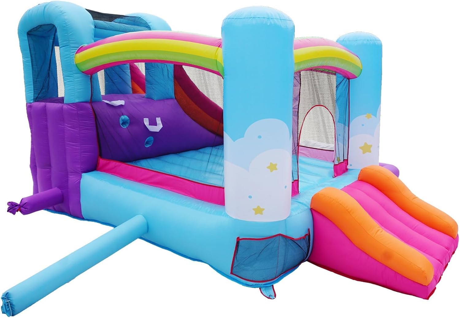 Inflatable Bounce House with Air Blower, Ball Pit, Slides, Reinforced PVC Bounce Floor U111392