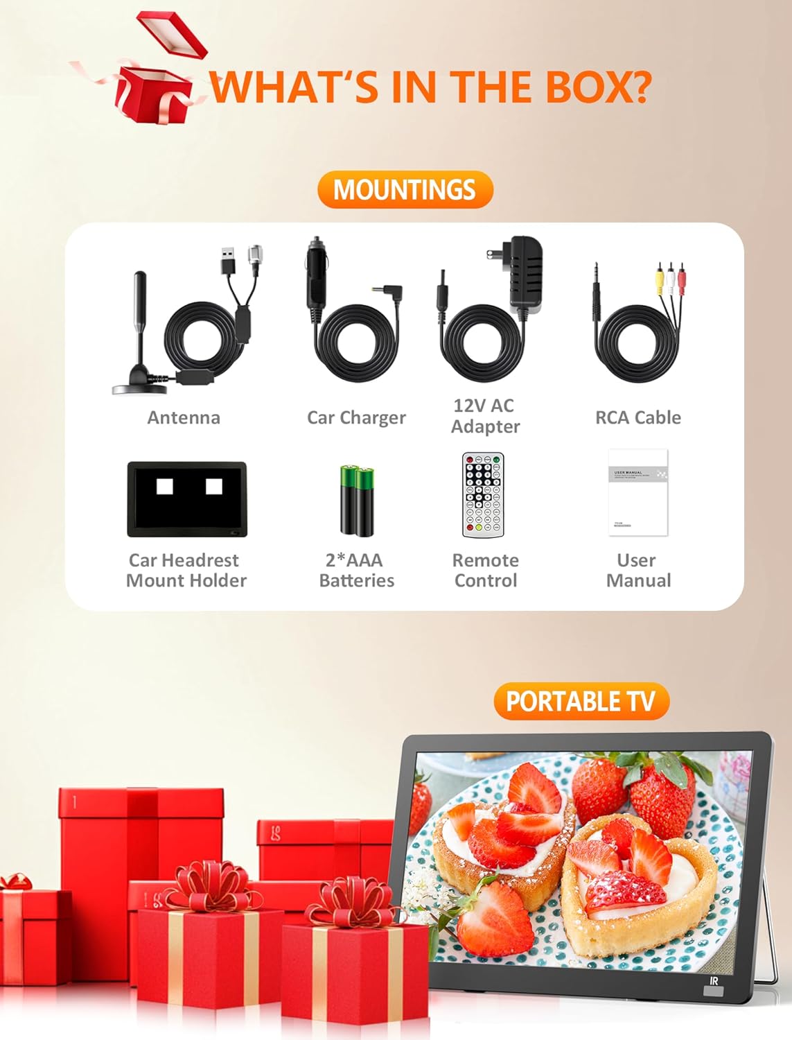 14.2" Portable Mini TV LCD Monitor 1080P with Digital ATSC Tuner W759