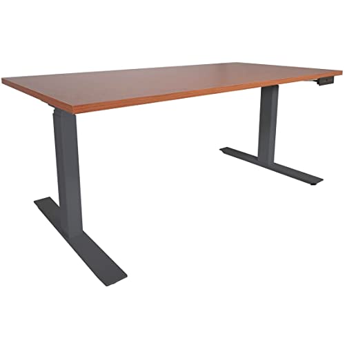 Adjustable Sit/Stand Desk 60"x30" Cherry Wood Finish Black Frame L21307