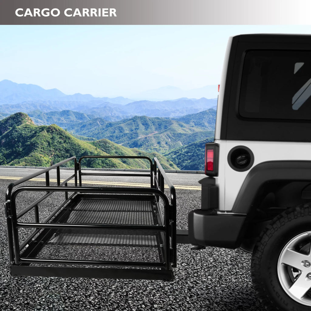 Folding Hitch Mount Cargo Carrier, 500lb Capacity, Fits 2" Receiver T81660