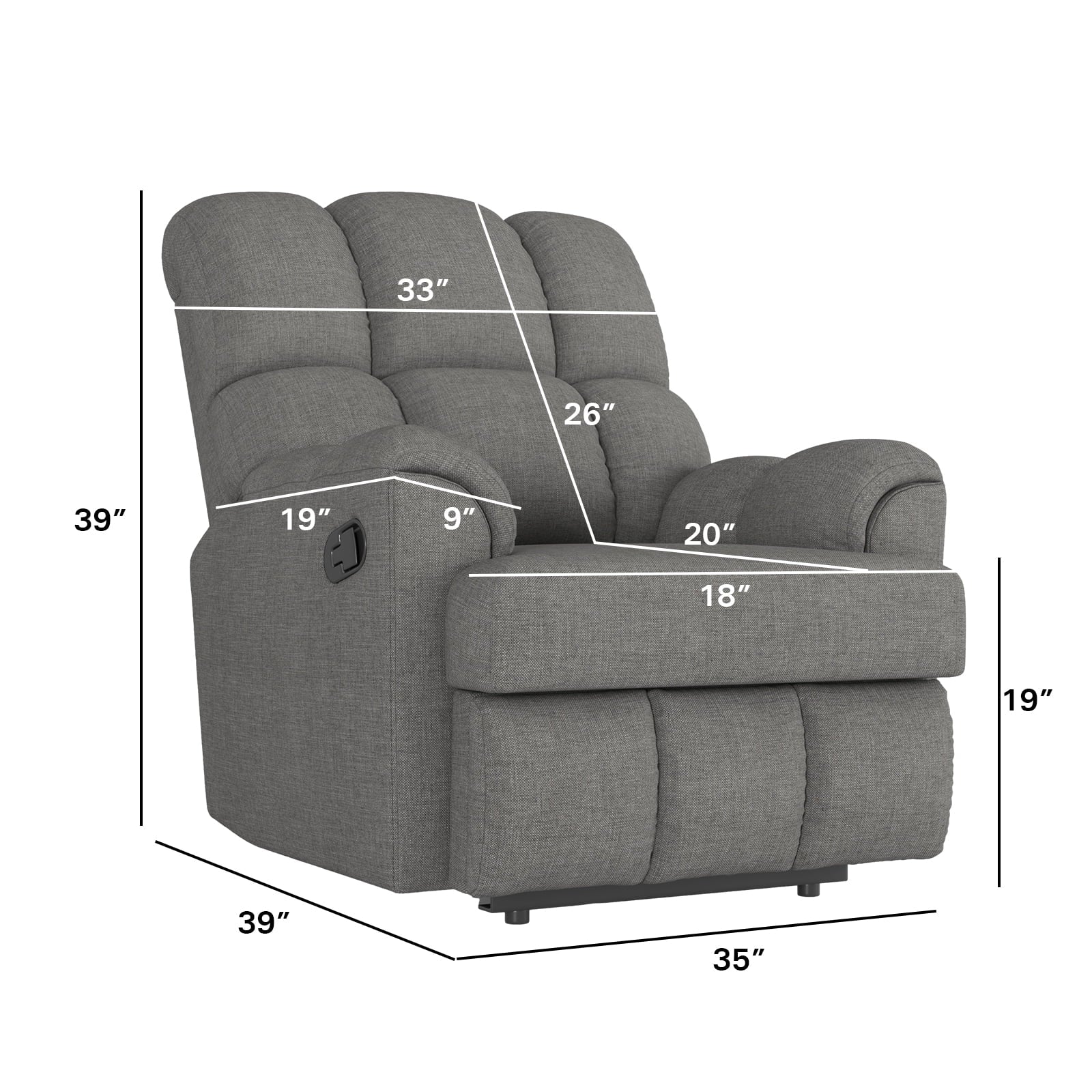 Dark Gray Soft Fabric Rocker Recliner Chair Glider L242