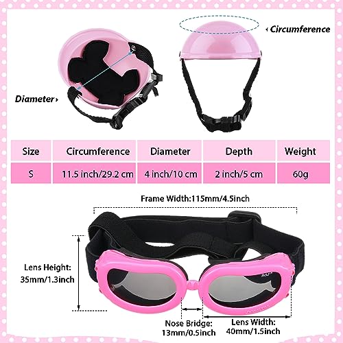 Blue 4 Inch Padded Pet Motorcycle Helmet and Dog Goggles Set C2285
