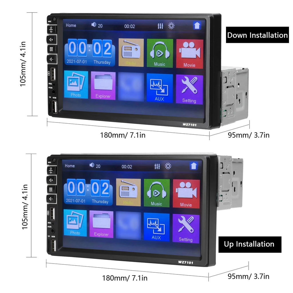 Single Din 7 Inch LCD Touchscreen Car Stereo MP5 Player with BT X574796