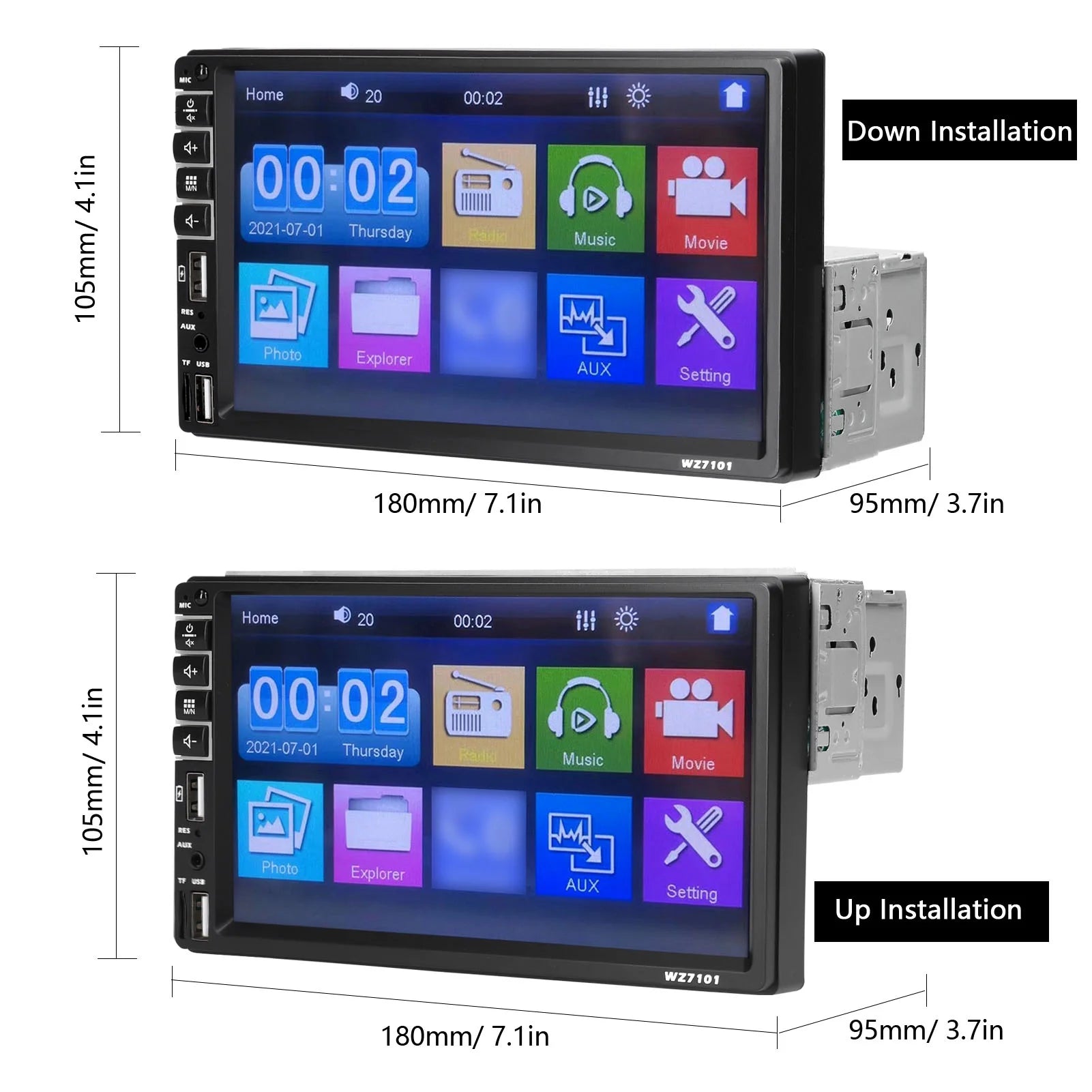 Single Din 7 Inch LCD Touchscreen Car Stereo MP5 Player with BT X574796