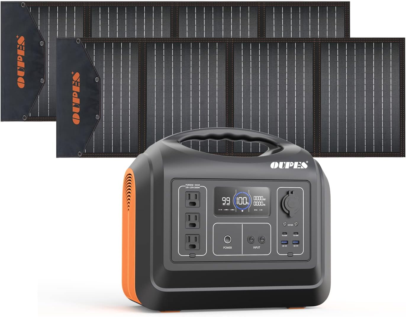 Portable Power Station 1800W, Solar Generator 1488Wh (465000 mAh) LiFePO4 Battery Backup with 120V (4000W Peak) AC Outlets L2187