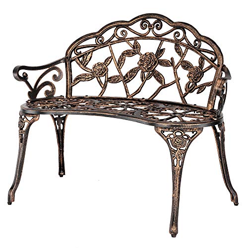 Bronze Metal Rose Bench for 2 Person Seat T7345