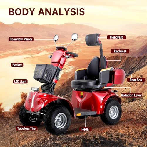 Red Heavy Duty 4 Wheel Mobility Scooter R15627