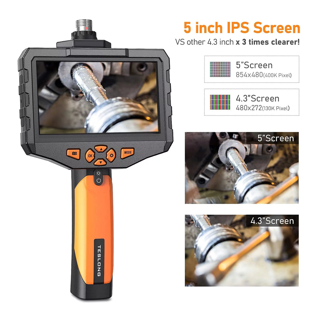 8mm 1080P HD Digital Borescope Inspection Camera with 5 Inch LCD Screen and Semi-Rigid Cable Z878005
