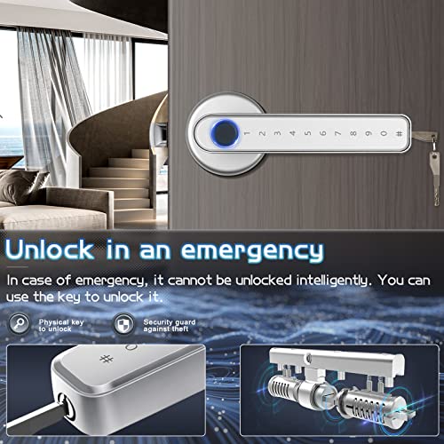 Silver Keyless Entry Door Lock with Handle Z421