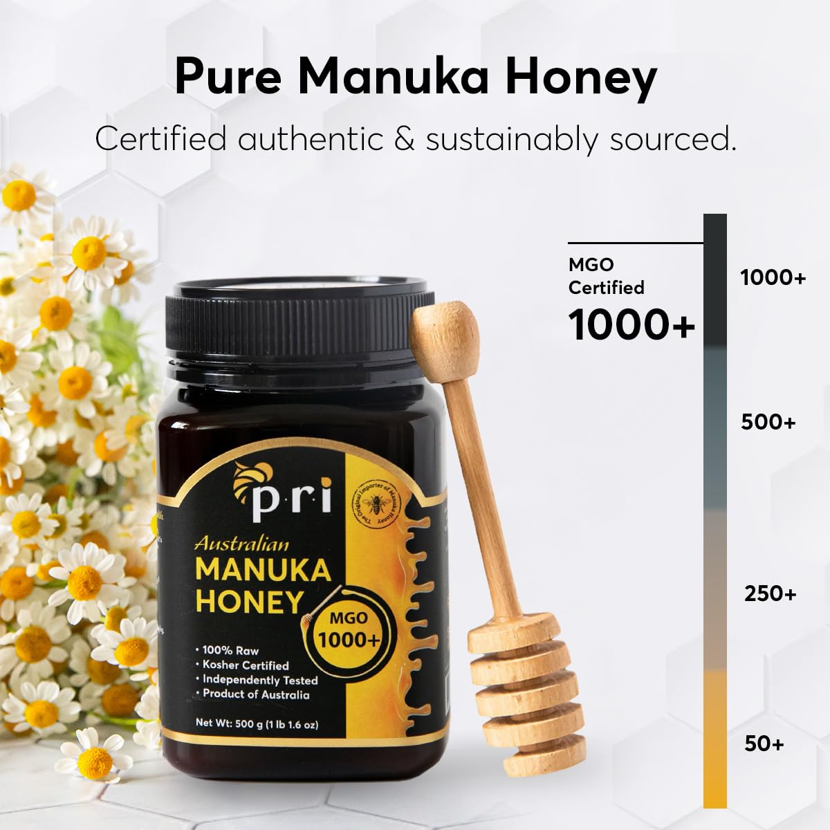 Manuka Honey MGO 1000+ 1.1LB Raw Manuka Honey 500g Jar R8526