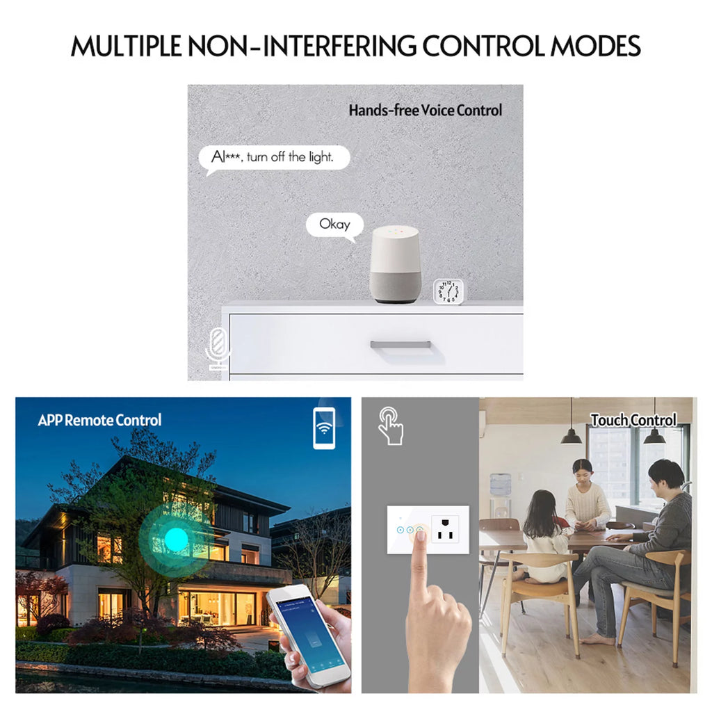 Wi-Fi Smart Wall Outlet With 1 Gang Touch Light Switch P559
