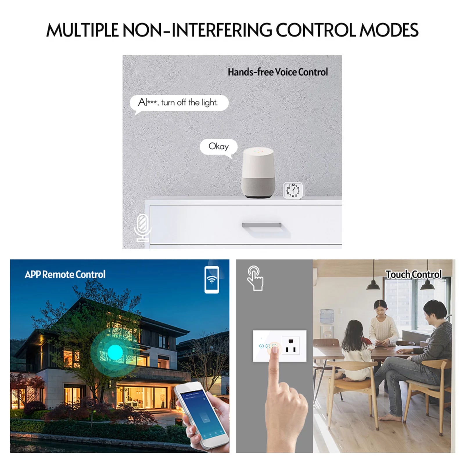Wi-Fi Smart Wall Outlet With 1 Gang Touch Light Switch P559