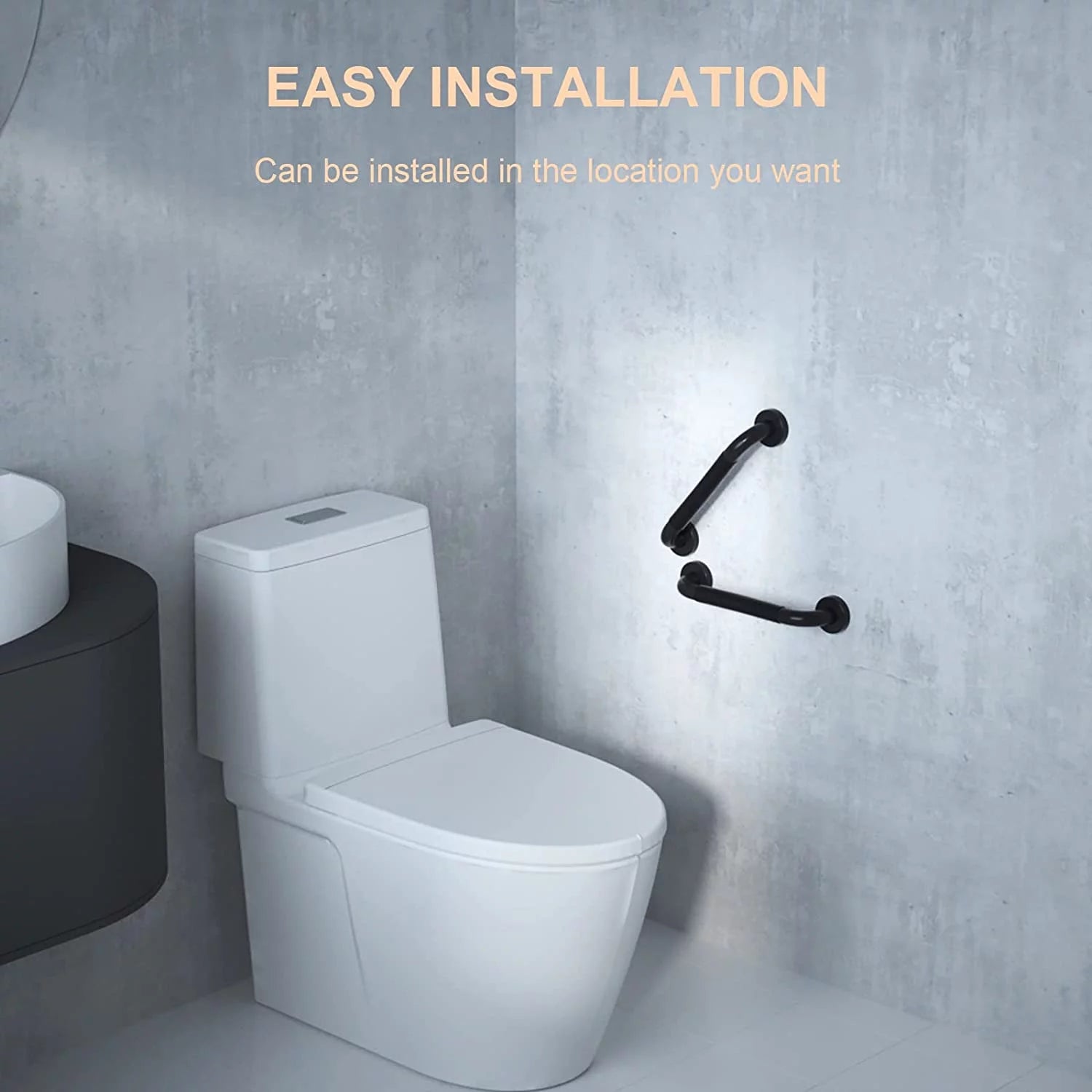 2 Pack 12 Inch Black Shower Grab Bar with Anti Slip Rubber Grip R1505