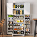 White Tall Kitchen Pantry Storage Cabinet with Doors and Shelves J824