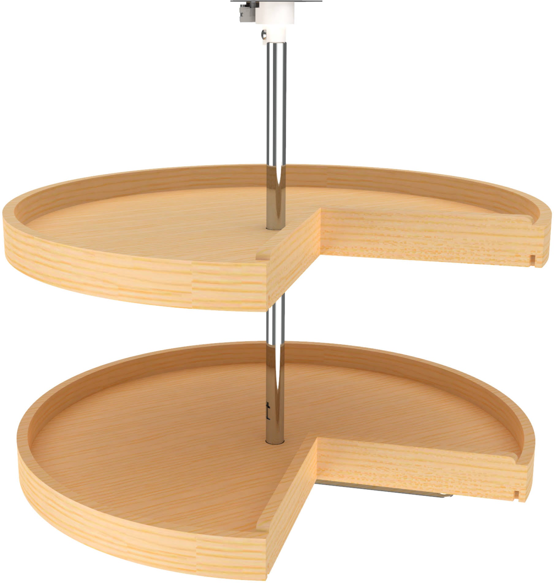 28x22 Banded Wood Pie-Cut Lazy Susan 2-Shelf O9331
