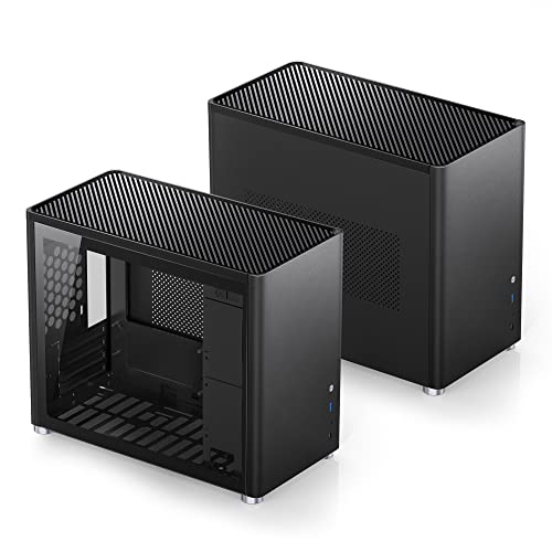 White Mini Micro ATX Tower Computer Case, Aluminum/Steel/Tempered Glass D6179