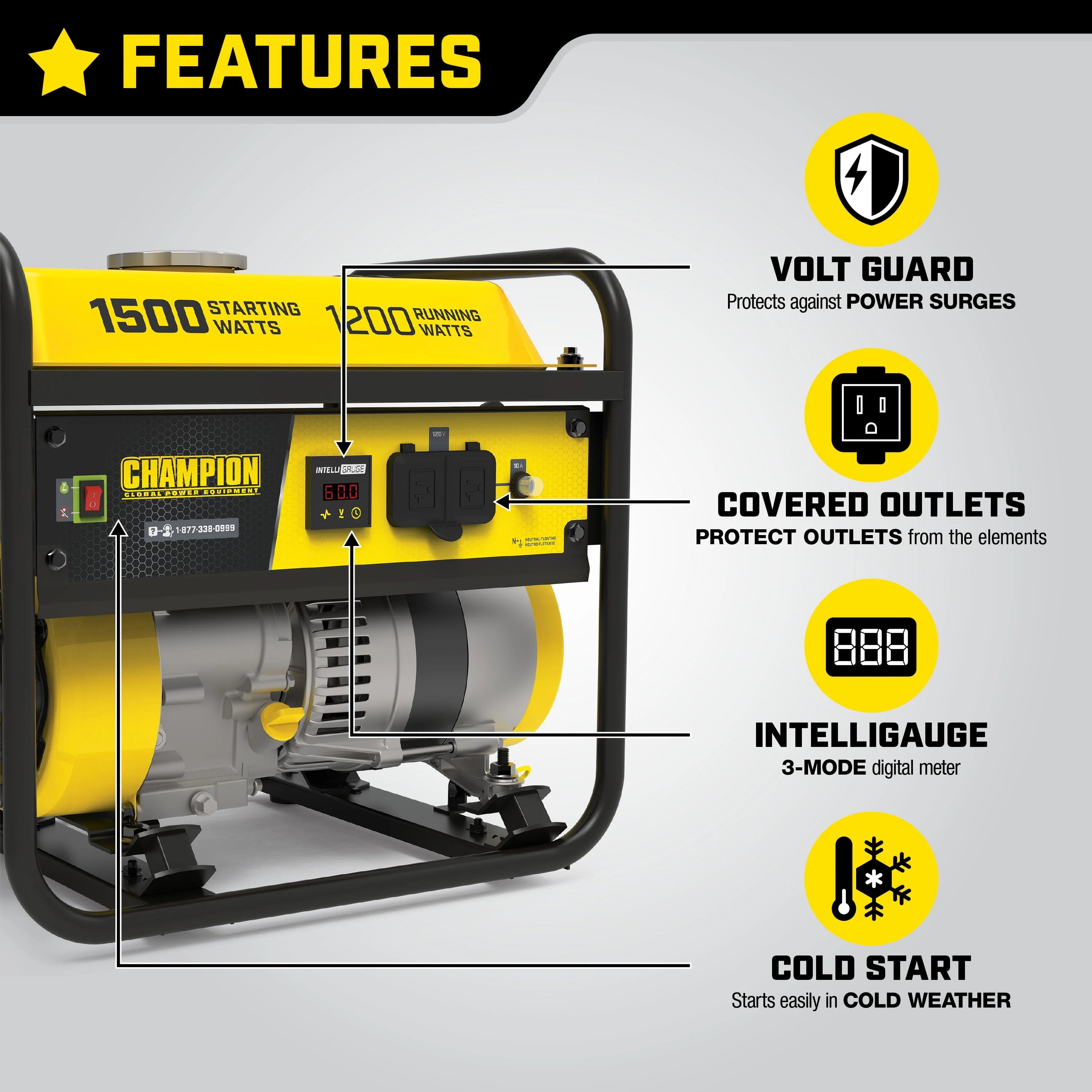 1500/1200 Watt Portable Generator C616997