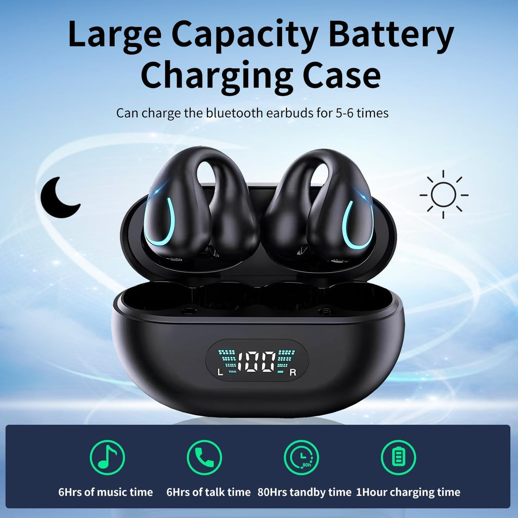 Open Ear Bone Conduction Headphones Bluetooth 5.3 Wireless Earbuds 48 Hours Playtime IPX7 Waterproof Sports T74109