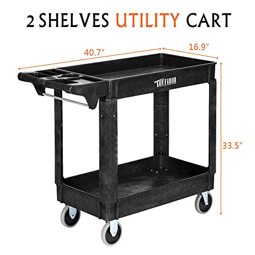 Plastic 2-Tier Utility Cart with Deep Shelves Z118