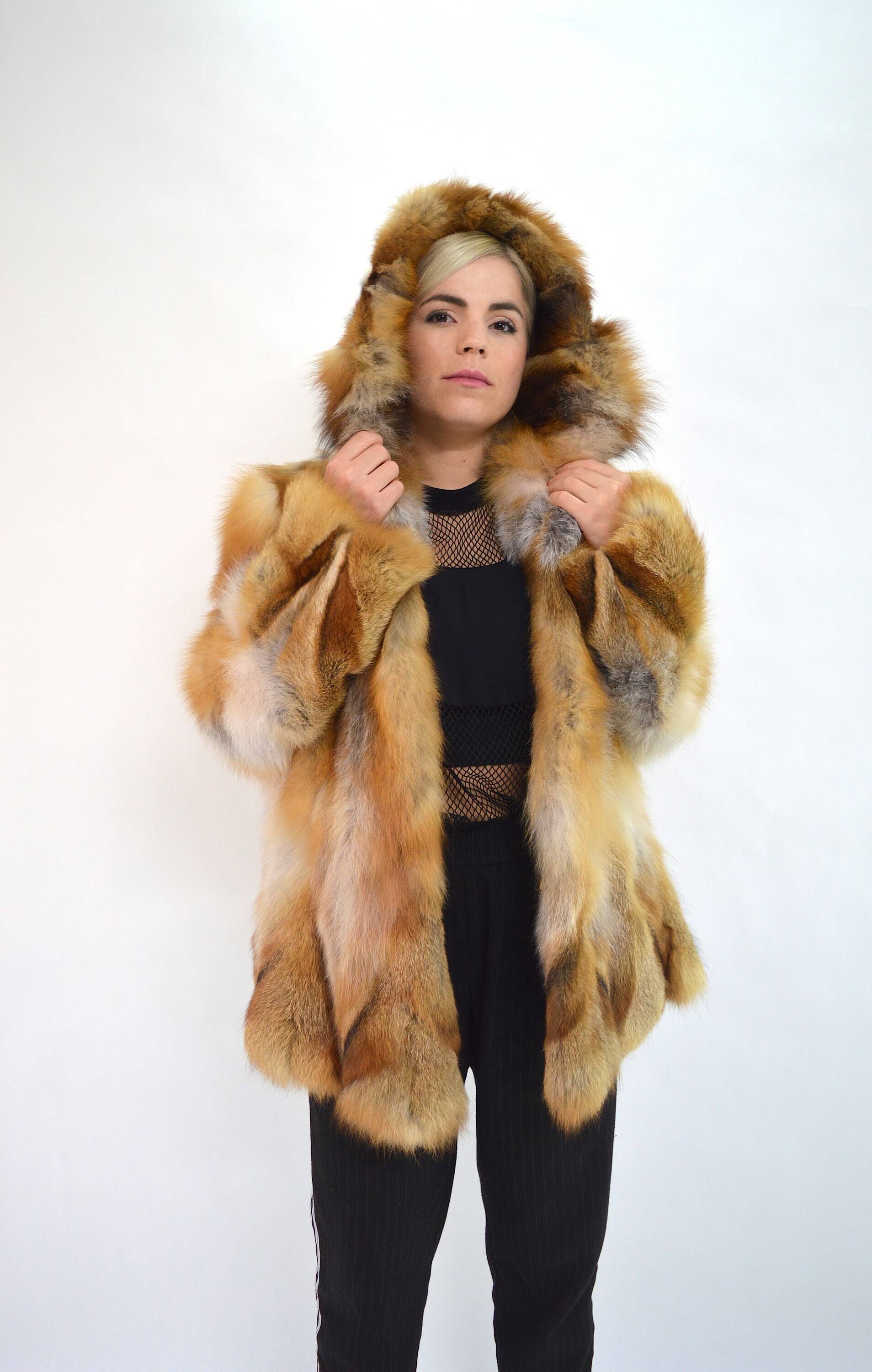 Red Fox Fur Hooded Coat W61614
