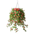 4 Pack Artificial Hanging Flowers with Basket, Silk Chrysanthemum Flowers, Purple Red H261627
