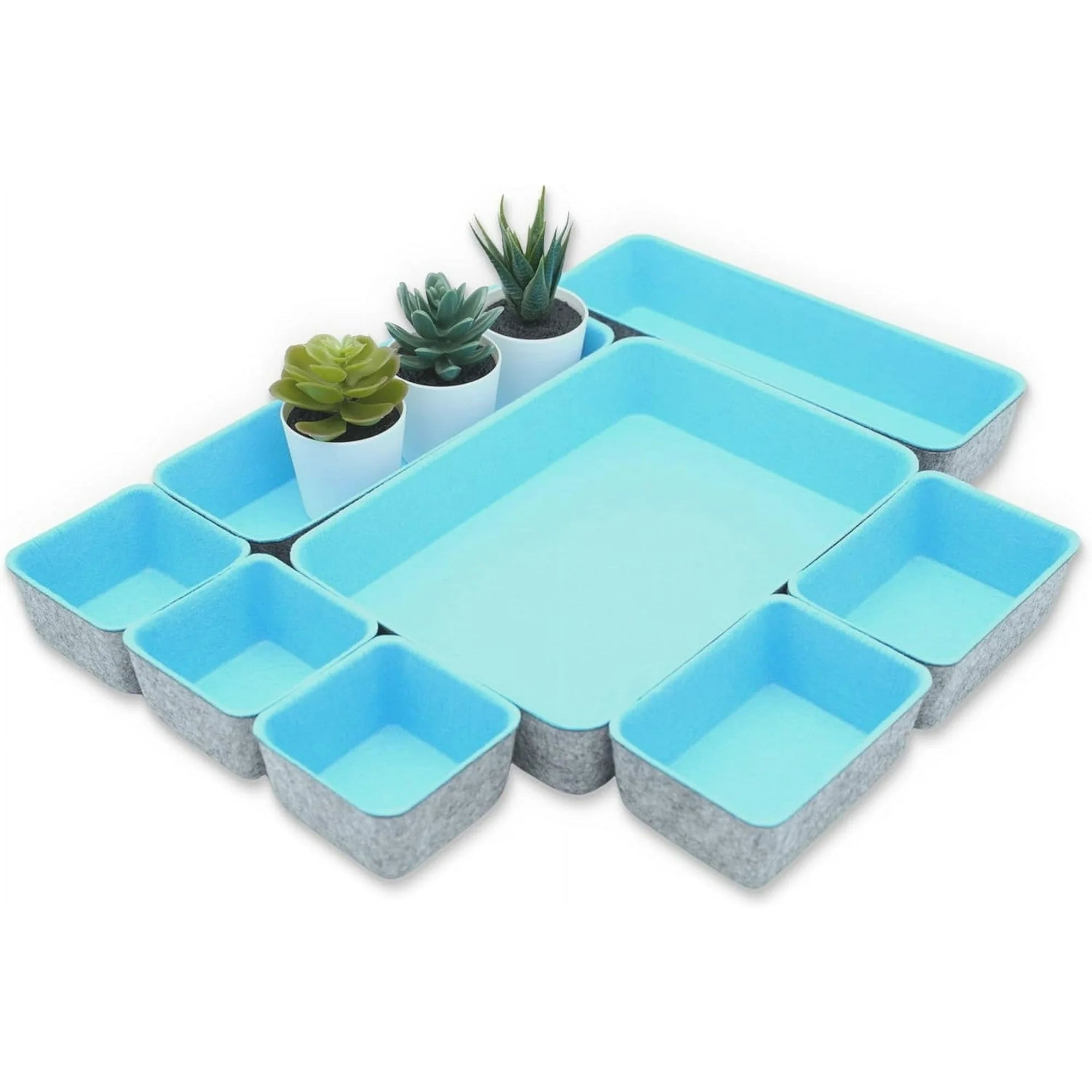 8-piece Felt Drawer Organizers Tray in Glacier Gray Z672749