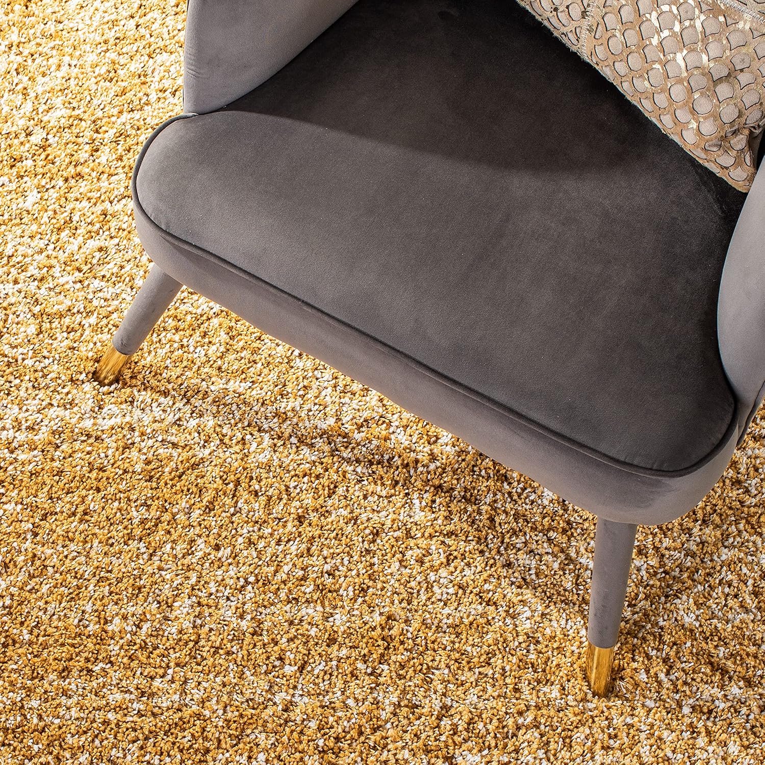 8' x 10' Gold Ivory Shag Area Rug J406