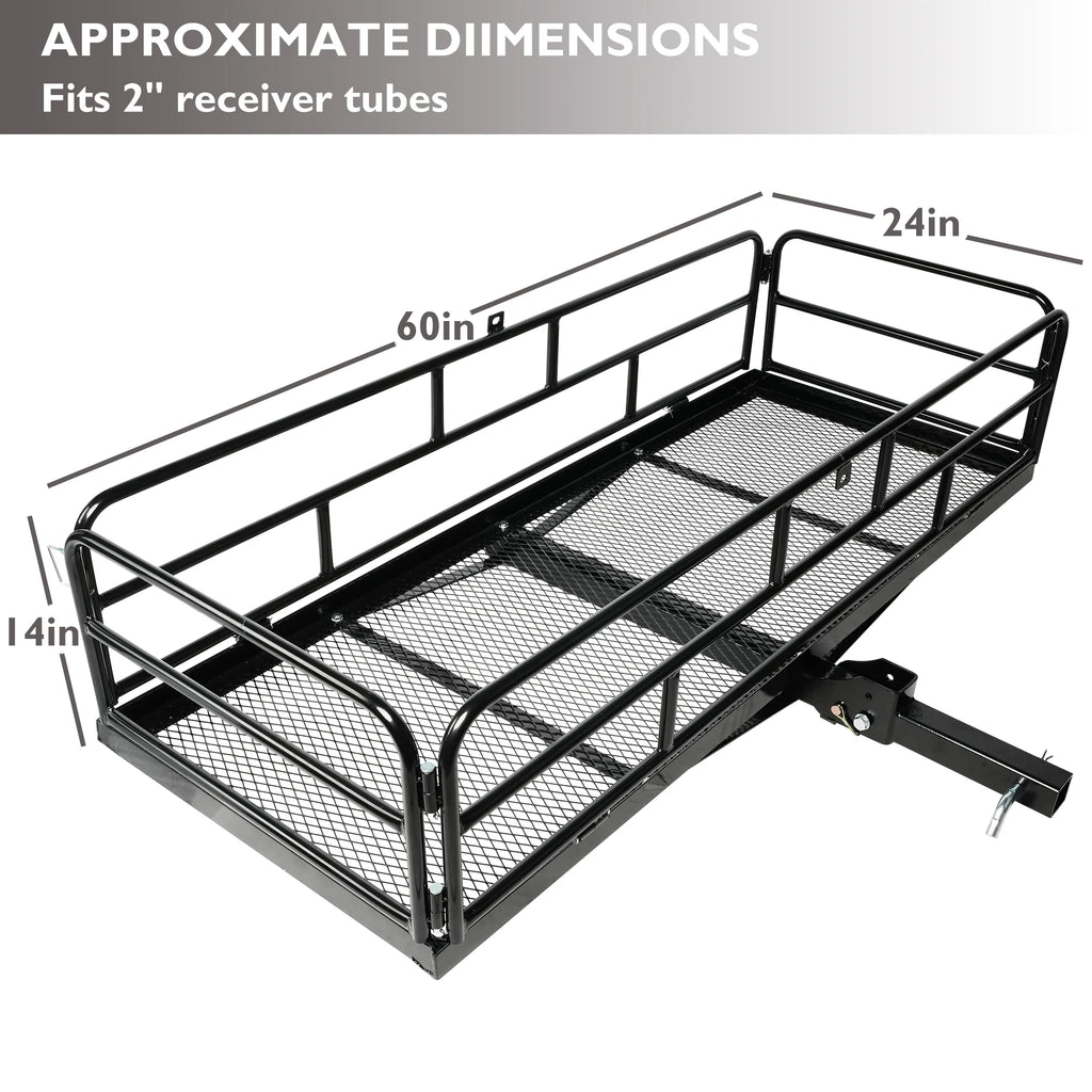 Folding Hitch Mount Cargo Carrier, 500lb Capacity, Fits 2" Receiver T81660