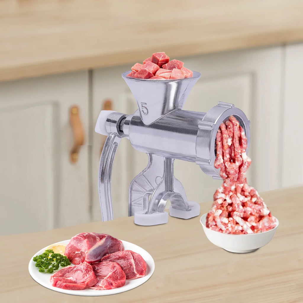 Manual Meat Grinder Aluminum Alloy Food Mincer Sausage Filler Hand Crank Meat Mincer Mixer with Tabletop Clamp N49689