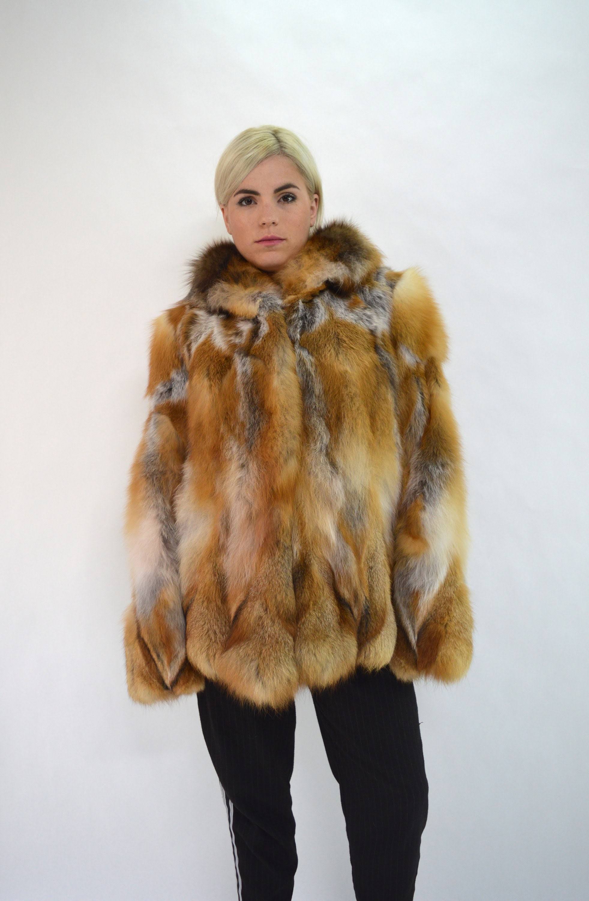 Red Fox Fur Hooded Coat W61614