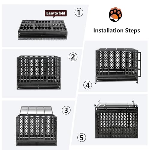 48 Inch Heavy Duty Steel Dog Crate with Removable Tray I44860