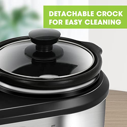 Double Slow Cooker with 2 X 1.25QT Ceramic Pots and Glass Lid Z392