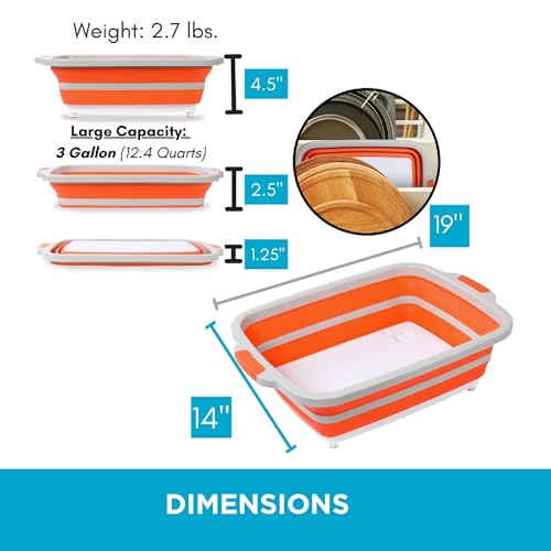Large BBQ Collapsible Cutting Board and Grill Caddy Tub with Colander & Lid S12698